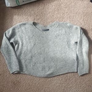 Anthropologie Gray V-Neck Sweater Relaxed Fit